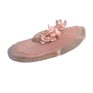 Modische Damen Elegante Rosa Sinamay-Blume 3-Schichtige Breitkrempige Mütze für Alle Jahreszeiten <span class=keywords><strong>Kentucky</strong></span> <span class=keywords><strong>Derby</strong></span> Kirche Hochzeit <span class=keywords><strong>Party</strong></span> - Product Image 1