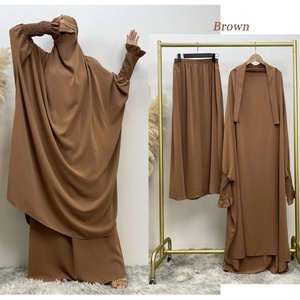 6608# Modest Khimar Hijab Abaya Premium Quality 2 Pcs Sets Frill Elasticated Cuff Jilbab Prayer Abayas 10 Colors - Product Image 4