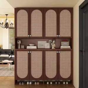 Retro Nanyang Style Rattan Partition Cabinet For Entryway <b>Shoe</b> <b>Storage</b> <b>Space</b> <b>Saving</b> Design Adult Use - Product Image 4