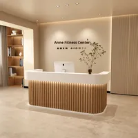 Comptoir de réception moderne de luxe en arc lumineux pour salon de beauté, caisse de magasin de vêtements, petite entreprise, bar, en bois