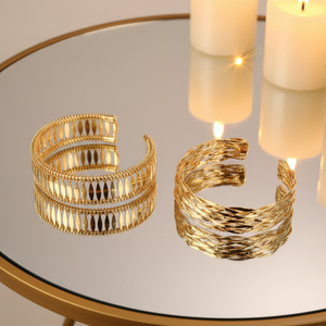 Bracciale in lega di alta qualità alla moda, lucido, di fascia alta, con cornice dorata e apertura a cavo - Product Image 6