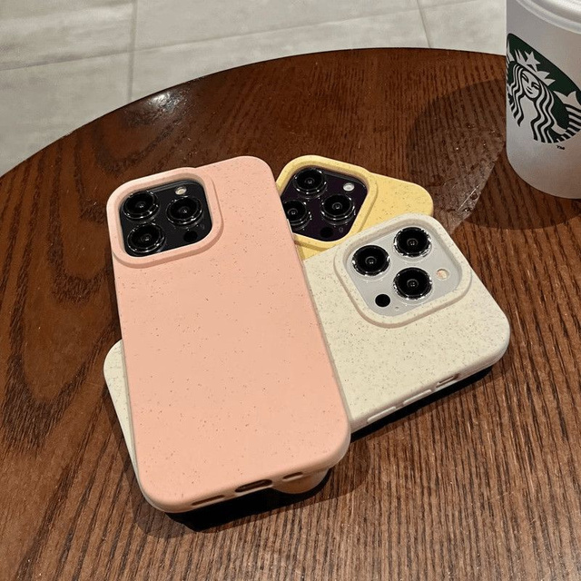 Shockproof Soft TPU Wheat Straw NON Biodegradable Mobile Phone case for iPhone 17 16 15 14 13 12 11 Pro Max X Xs Xr 7 8 Plus
