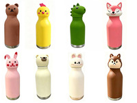 Bouteille d'eau isotherme en acier inoxydable de 450 ml avec bouchon tête d'ours polaire, anti-fuite, avec paille, pour enfants, cadeau d'anniversaire, mug pour enfants de 6 à 12 ans