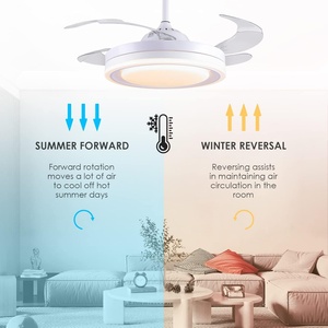 Ventilateurs de plafond au design moderne avec commande par application et télécommande, ventilateurs de plafond à montage encastré à profil bas avec éclairage - Product Image 6