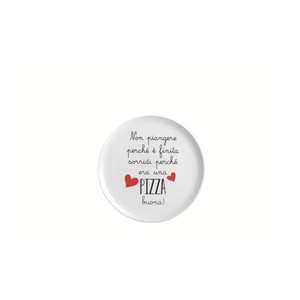 Assiette à pizza en céramique 32 cm avec citation italienne et motif de cœurs - Product Image 1