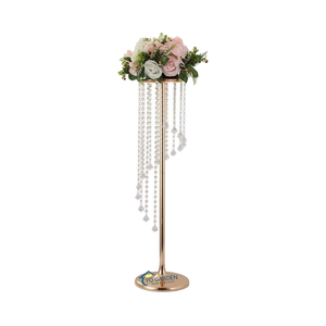 Centro de Mesa Decorativo, Soporte para Flores, Decoración de Bodas, Metal Dorado, Acrílico, Cuentas de Cristal, Soporte para Flores - Product Image 4