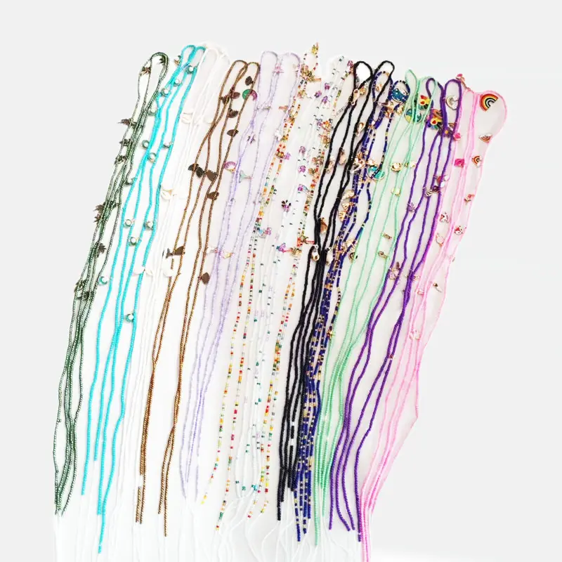 Wholesale waist beads extra large cotton lace up body chain belt alloy amulet corset beads