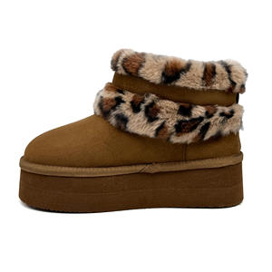 Bottes d'hiver thermiques pour femmes, semelle plateforme personnalisée, chaudes, confortables, antidérapantes, doublure en fourrure, mi-hautes - Product Image 6