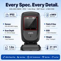 Lecteur de codes-barres mains libres abordable FS30 1D 2D IP52 USB pour restaurant, paiement mobile, comptoir