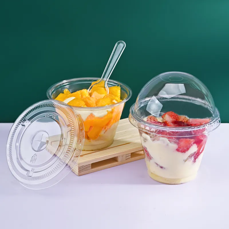 7oz 9oz 200ml 250ml Disposable plastic pet mini cake cup dessert pudding cup snow cone ice cream container desert cup with lids