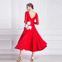 M-1804 Rouge moderne salle de bal danse robe haut de gamme norme nationale valse performance robe de danse en automne et en hiver