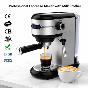 Machine à expresso <span class=keywords><strong>semi</strong></span>-<span class=keywords><strong>automatique</strong></span> électrique pour la maison, 15 bars de pression, contrôle LED avec mousseur à lait, pour la maison, le bureau, la cuisine, l'hôtel - Product Image 1