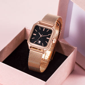 사용자 정의 여성의 럭셔리 스테인레스 스틸 시계 광장 실버 패션 3ATM 방수 석영 운동 매일 사용을위한 간단한 스타일 - Product Image 6