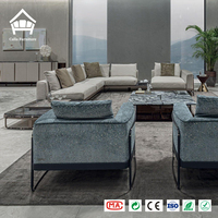 Canapé modulaire de luxe sur mesure, mobilier complet pour toute la maison, structure métallique, table en marbre pour projet de villa de luxe