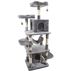 Tiang Gores Furnitur Kondominium Pohon Kucing, Mainan Rumah Hewan Piaraan Anak Kucing - Product Image 1