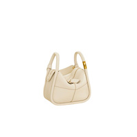 Sac fourre-tout en cuir véritable pour femmes 2024 avec doublure en polyester, deux sangles, fermeture à glissière, petite taille, style frais et doux d'automne