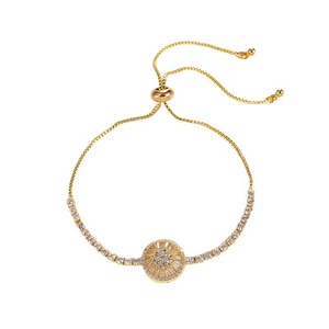 Gold And <b>White</b> Flower Shape Zircon <b>Bracelet</b> Adjustable Women's Jewelry Party Fashion Chain Link <b>Bracelet</b> - Product Image 5
