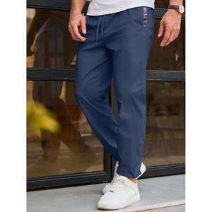 2025 hommes décontracté coton sergé Joggers pantalon élastique cordon taille avec poches coniques Logo personnalisable lavage coloré - Product Image 3