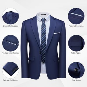 Conjunto de Esmoquin de 2 Piezas para Hombre, Corte Entallado, Chaqueta de Un Botón y Pantalones para Bodas, Fiestas y Negocios, Estilo Elegante, 2025 - Product Image 4