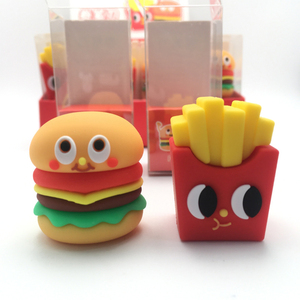Bán Buôn Tùy Chỉnh Trường Trẻ Em Phim Hoạt Hình PVC 3D Thực Phẩm Burger Khoai Tây Chiên Hình Dạng Bút Chì Mài Cho Trẻ Em - Product Image 4