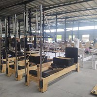 Máquina de Pilates Reformer de Madera de Roble con Torre, Barra Móvil de 6 Resortes de Grado Profesional, Semi Trapecio, para Entrenamiento de Core, Venta al por Mayor