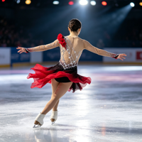 Robe de patinage artistique dégradé rouge et noir avec strass et maille, manches longues, pour enfants et adultes, tenue de performance pour compétition sur glace