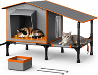 Nouvelle Villa pour Chat d'Extérieur Personnalisée en Usine, Tapis Chauffant Imperméable et Chaud, Abri Surdimensionné pour Chats Sans-abri en Tissu Oxford, Toutes Saisons