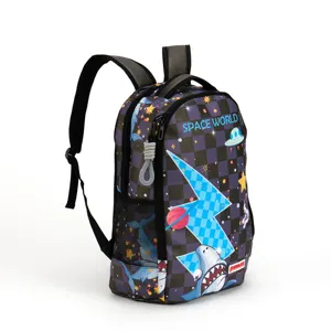 Logotipo personalizado Graffiti Padrão Mochilas Mochila adolescente Impressão Sacos Escolares Lazer Mochila Atacado