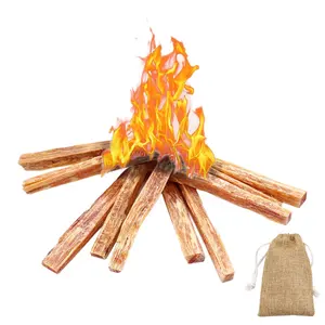 나무 스토브 캠프 파이어 화재 구덩이 소나무 Fatwood Kindling 화재 스타터 삼 베 가방