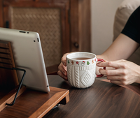 Paire de tasses à café en céramique avec motif de pull de Noël moderne, design en relief, cadeau idéal pour les petites amies