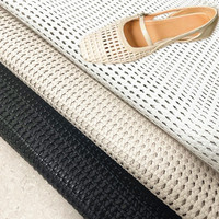 Matériau supérieur pour sandales en tricot ajouré pour femmes, en cuir synthétique PU tissé, pour pantoufles