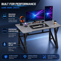 Grand bureau d'ordinateur pour jeux vidéo, poste de travail ergonomique pour plusieurs écrans, configuration pour bureau à domicile et e-sport