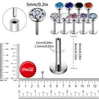 Bijoux de Piercing en Titane G23 à Poussoir : Boucles d'Oreilles en Zirconium Éclatant, Labrets sans Filetage, Anneaux de Nez, Piercings Corporels Sexy