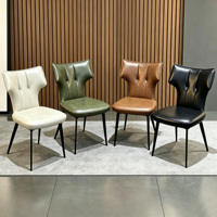 Chaise de salle à manger moderne en cuir motif patte de chat, chaise d'appoint en forme de papillon, chaise d'appoint avec pieds en métal noir pour salle à manger, cuisine, hôtel, maison