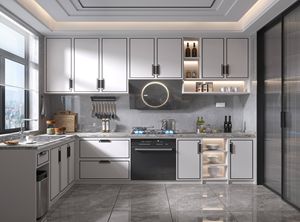 JINGSHUN Vente en gros 2026 Armoires de cuisine laquées sur mesure avec porte vitrée Meubles de rangement modernes avec appareils électroménagers Direct usine - Product Image 3
