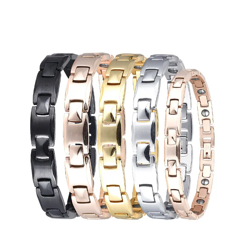 Lefeng Factory Women Gold Plated Therapy Bracelet Lover Couple Magnetic Health Care Energy Chain Bracelet Man Jewelry Supplier