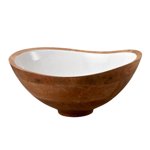 Ensemble de vaisselle élégant avec revêtement en émail noir Grand bol de service à soupe profond Mangue naturelle Acacia Classiques en bois faits à la main Inde - Product Image 4