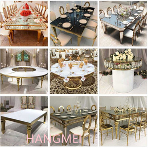 Table de mariage moderne en forme de S avec cadre en acier inoxydable doré en forme de S pour meubles de salle à manger pour la maison ou l'hôtel - Product Image 6
