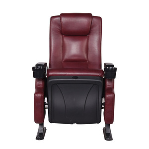 Silla de cine Starlight Theater Xzl-09 de cuero rojo con portavasos para uso en cines y auditorios - Product Image 1