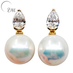 Серьги-гвоздики UM Jewelry из золота и серебра 925 пробы оптом с натуральным пресноводным жемчугом для мужчин и женщин, для свадьбы, вечеринки, юбилея, на каждый день - Product Image 1