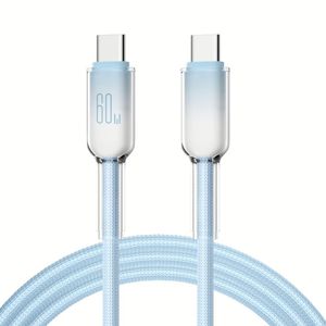 Transparent Crystal Fast Charging Type c Nylon Braided 60W Type C to C Data <b>Cable</b> Mobile Accessories Charger <b>Cable</b> - Product Image 1