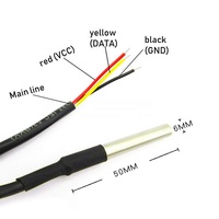 Termometer Probe Temperatur Tahan Air DS18B20 1/2/3/4/5 meter dengan Kabel Tahan Panas dengan terminal XH2.54