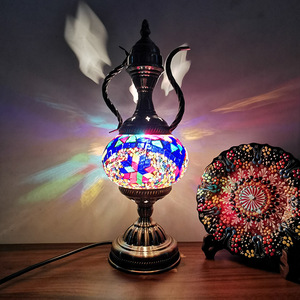 Turkish-style Retro <strong>Glass</strong> <strong>Lamp</strong> Decoration <strong>Table</strong> <strong>Lamp</strong>, Pitcher-shaped <strong>Lamp</strong>, LED Decoration <strong>Table</strong> <strong>Lamp</strong> - Product Image 1