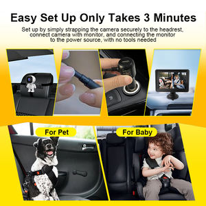 Moniteur de voiture pour bébé avec caméra en forme d'astronaute - Caméra de sécurité pour voiture pour bébé de <span class=keywords><strong>5</strong></span> pouces avec vision nocturne pour 2 enfants - Product Image 6