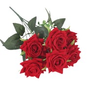 Bouquet de 7 petites roses artificielles en soie à angle dégagé pour décoration de mariage, d'hôtel et de maison, lot semi-manuel pour fabricants