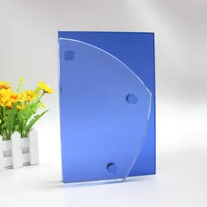 wholesale cheap K9 Crystal Custom blank sandblasting UP printing Plaque OEM Logo blue crystal with base as g souvenir gift