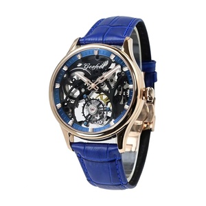 Montre squelette à remontage manuel pour homme, tourbillon, acier inoxydable 316L, verre saphir, bracelet en cuir, étanche 5ATM - Product Image 5