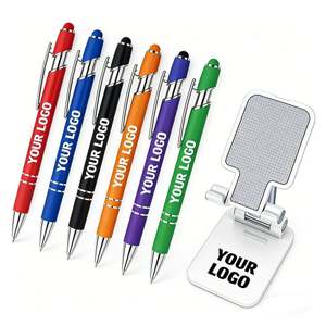 Stylo à bille en métal aluminium avec logo personnalisé, écran tactile en caoutchouc souple, pour promotion, cadeau d'entreprise, vente en gros - Product Image 1