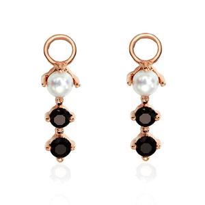 Fabricante al por mayor nueva Alta Calidad fina moda plata esterlina moda negro CZ blanco perla de agua dulce pendientes colgantes - Product Image 6