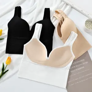 Canotta senza cuciture imbottita sul petto reggiseno sportivo lingerie da donna ad alta resistenza a prova di Shock grande schiena fissa sul petto posteriore biancheria intima per il fitness